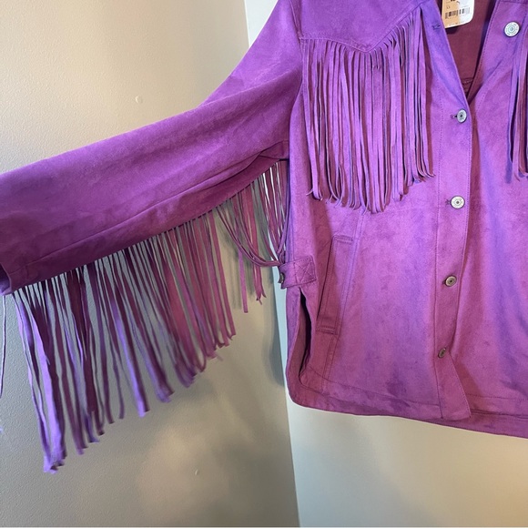 We the Free Purple Fringe Women's Jacket Vegan Leather XS - Picture 2 of 7